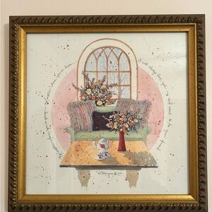 D. Morgan Framed Floral Art Print with Gold Frame “your friend” 14” square